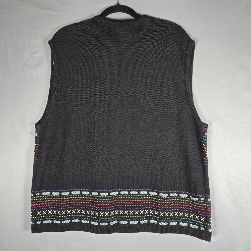 Koret Francisca Sweater Vest Womens L Black Floral Embroidered Knit Cottagecore - Picture 7 of 9